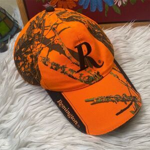 Remington Blaze Orange Camo Hunting Cap Unisex Adjustable Strap